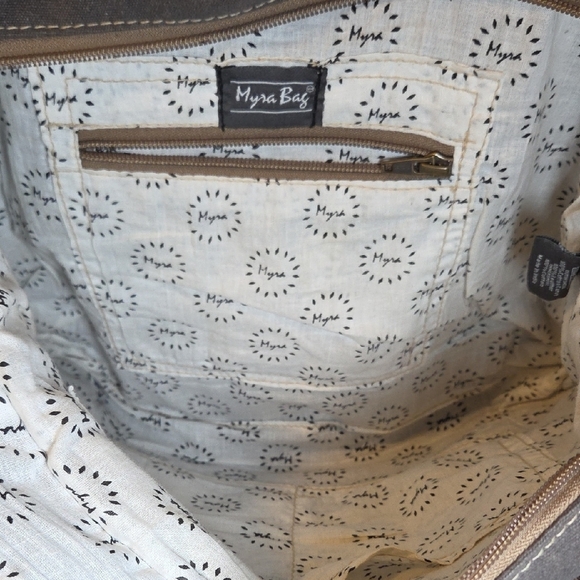 Myra Bag Elegant Gray and Brown Tote - Picture 10 of 16